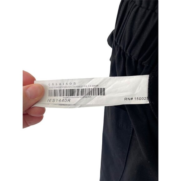 En Saison Jumpsuit Womens Size Small S Poplin Ruffled Zipper Drawstring Black - Picture 5 of 12